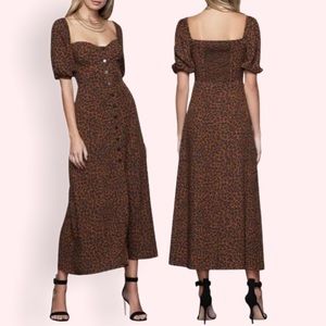 Good American Corset Leopard Print Puff SleeveMaxi